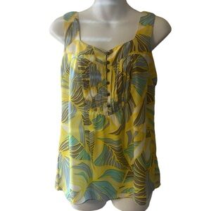 Banana Republic Yellow Tropical Leaf print tank top size 4